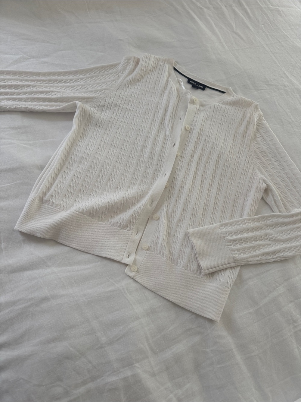 Nautica Cream Cable Cardigan Sweater
